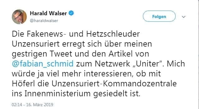 Bild: Screenshot / Twitter @haraldwalser