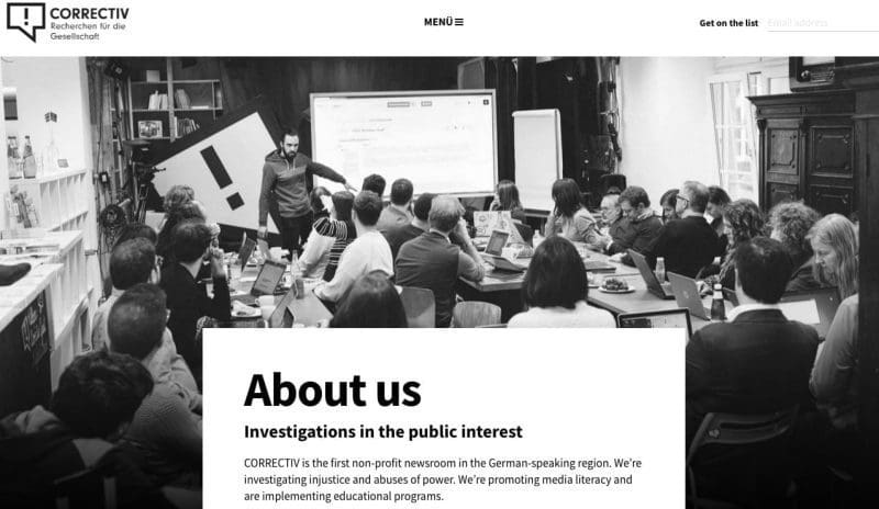 Screenshot / Correctiv-Homepage